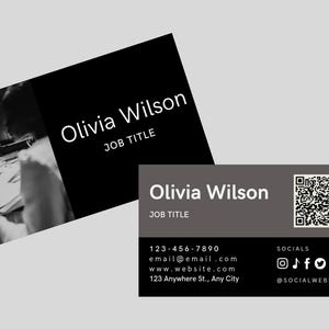 Visitenkarte Vorlage QR-Code, Minimalistische Visitenkarte, druckbare Visitenkarte Vorlage, bearbeitbare Karte, DIY-Visitenkarte, Canva Vorlage