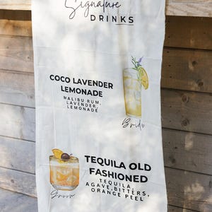 Linen Bar Sign/linen drink sign/wedding bar sign. Personalized wedding fabric linen sign/luxurious events