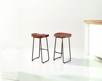bar stool wood,iron,solid,custom,walnut,rustic,industrial,vintage, dining wood bar stool, height bar stool