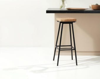 Grand tabouret pivotant, tabouret de bar, réglable, en bois, cuisine, ferme, chaise de bar, tabouret de bar fait main, tabouret pivotant 360, tabouret de comptoir pivotant