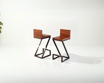 bar stool wood,iron,solid,custom,walnut,rustic,industrial,vintage, dining wood bar stool, height bar stool