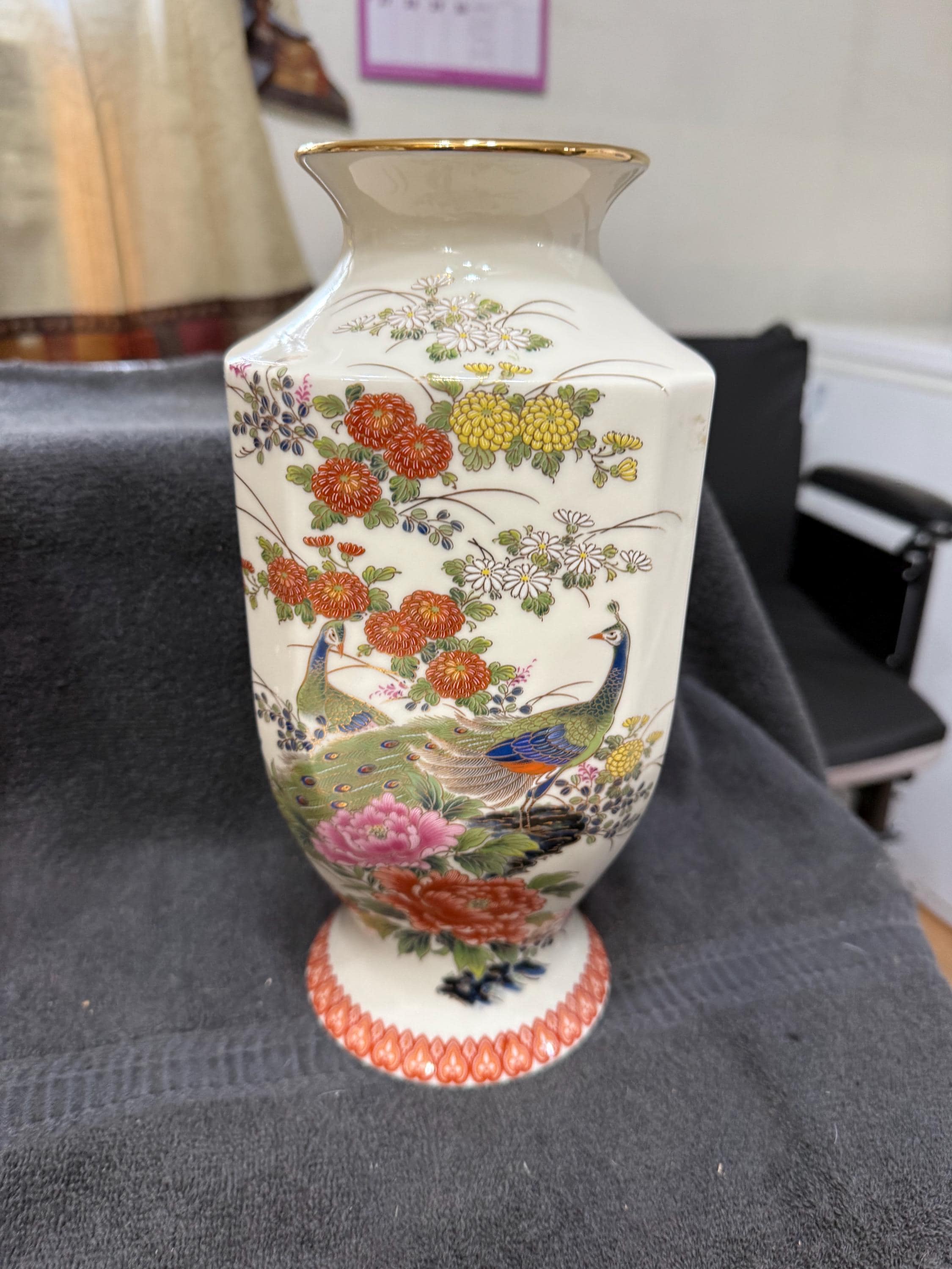 ヴィンテージ柴田陶器の孔雀手描き花瓶 - Etsy 日本