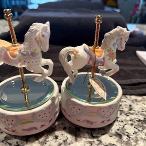 Vintage Set  Carousel Music Boxes With Mirrors