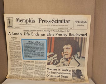 激レア‼️エルヴィス・プレスリーの新聞記事 希少価値 1977 エルヴィス プレスリー死亡記事と特集 当時の新聞 12ページ