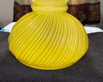 Vintage Yellow Swirl Glass Lamp Shade