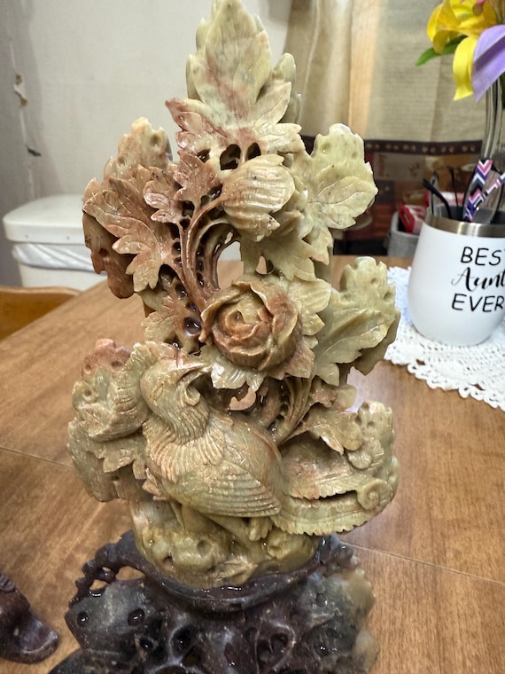 花瓶　筆立て　滑石　寿山石　ソープストーン　石彫刻　中国　工芸品 花瓶 筆立て 滑石 寿山石 ソープストーン 石彫刻 中国 工芸品 【公式通販】