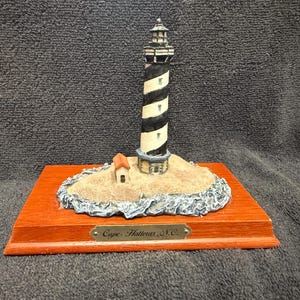 Vintage Cape Hatteras North Carolina Lighthouse On Wooden Base