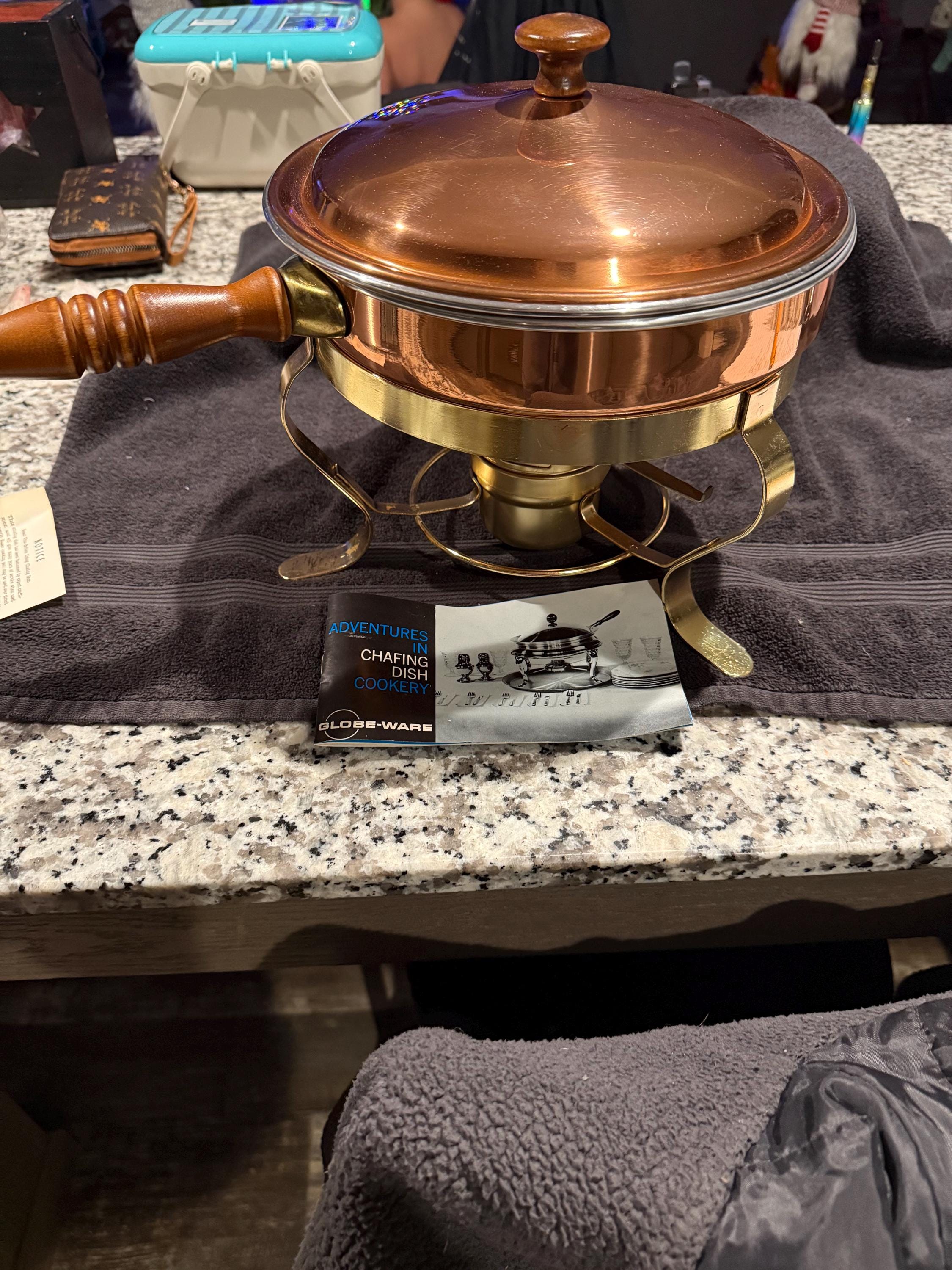 Vintage 1960's Chafing Dish Brass Stand With Sterno Australia