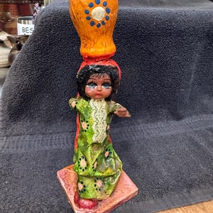 Vintage Mexican Folk Art Hand Crafted Paper Mache Doll