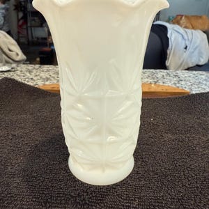 Vintage Hazel Atlas Milk Glass Starburst Vase