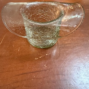 Vintage 1970’s Green Crackled Glass Top Hat Trinket Dish/Candle Holder
