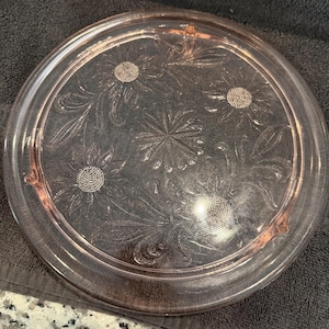 Vintage Pink Depression Glass Cake Plate