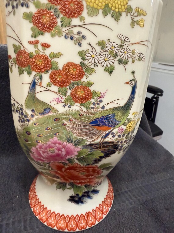 ヴィンテージ柴田陶器の孔雀手描き花瓶 - Etsy 日本