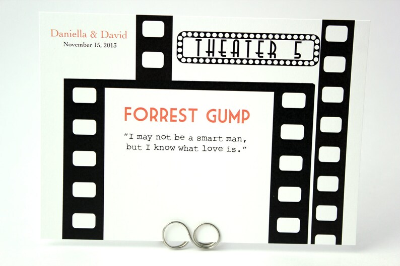Movie Themed Wedding Table Number Cards Romantic Quotes Etsy
