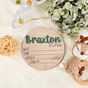 Personalized Baby Arrival Sign Custom Name Stats Plaque Hospital Baby Announcement Welcome Sign Newborn Info Date Time Weight Length