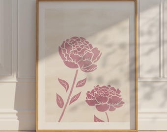 Pink Watercolor Peonies: Pastel Pink Floral Poster, Peony Art Print, Botanical Wall Decor, Girly Neutral Art, Nursery Flower Wall Art