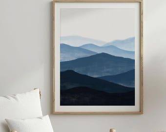 Blue Ridge Mountains Watercolor Art Print: Appalachian Mountain Landscape Painting