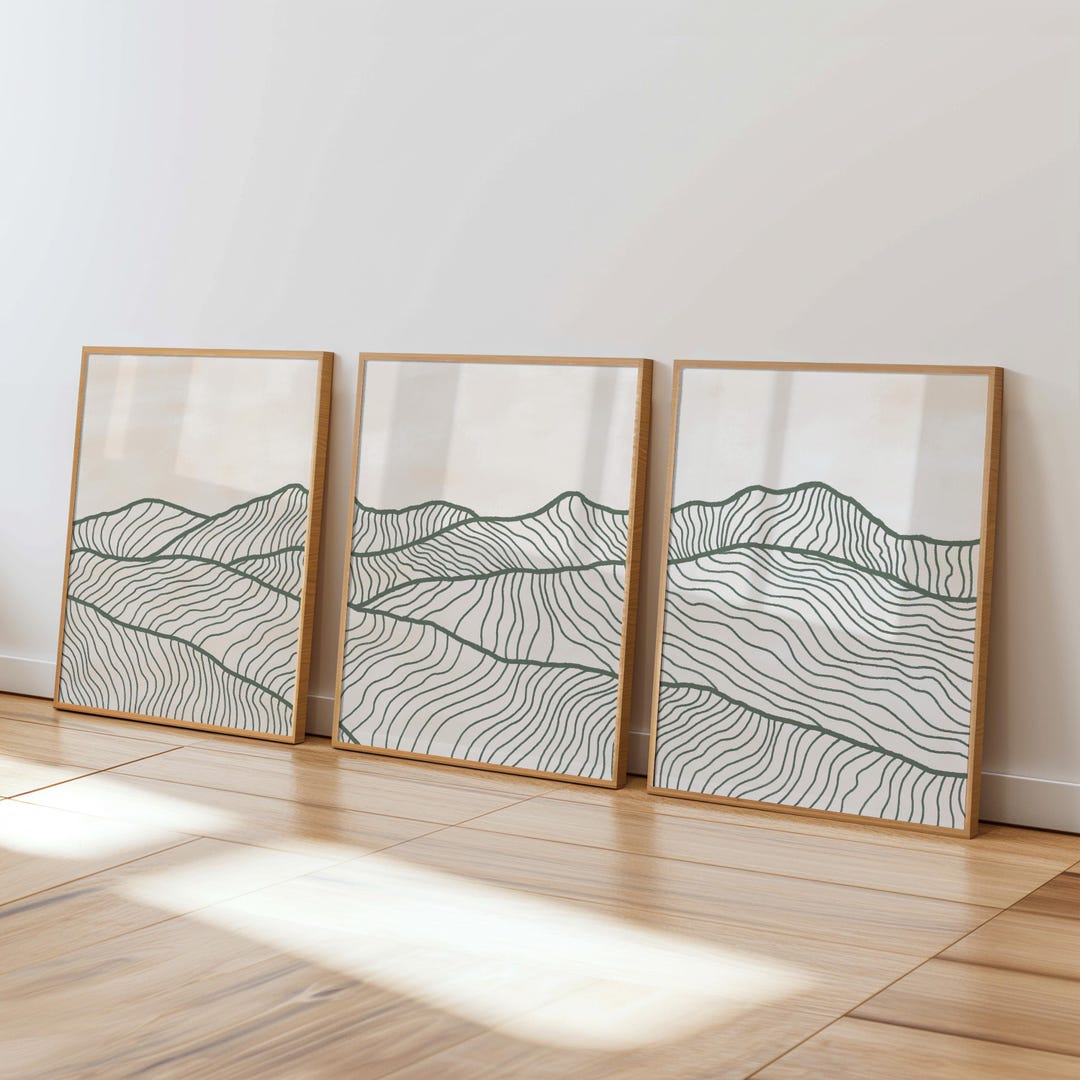 Mountain Line Art Set of 3: Minimal Mountain Prints, Rocky Mountain ...