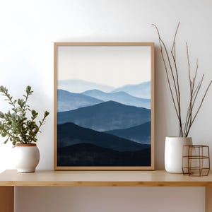 Arte murale verticale delle Blue Ridge Mountains, acquerello delle Blue Ridge Mountains, opera d&#39;arte delle Smoky Mountains, arte murale delle montagne della Carolina del Nord