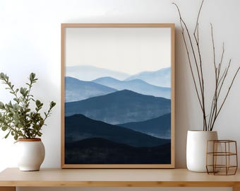 Blue Ridge Mountains Watercolor Art Print: Appalachian Mountain Landscape Painting