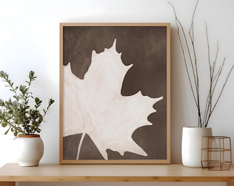 Poster Herbstlaub: Brauner Ahorn Druck, Neutrale botanische Wandkunst, rustikale Herbstblätter Dekoration, warmer saisonaler Akzent für den Cottagecore Stil