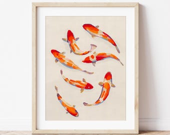 Large Koi Fish Art Print: Abstract Watercolor Painting
