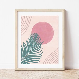 Blush Pink And Sage Green Wall Art, Sage Green And Pink Posters, Mint Green And Pink Wall Art, Geometric Wall Art, Preppy Palm Tree Print