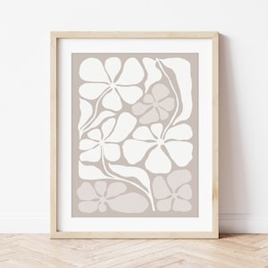 Beige Matisse Inspired Floral Print: Soft Color Painting with Neutral Pastel Tones
