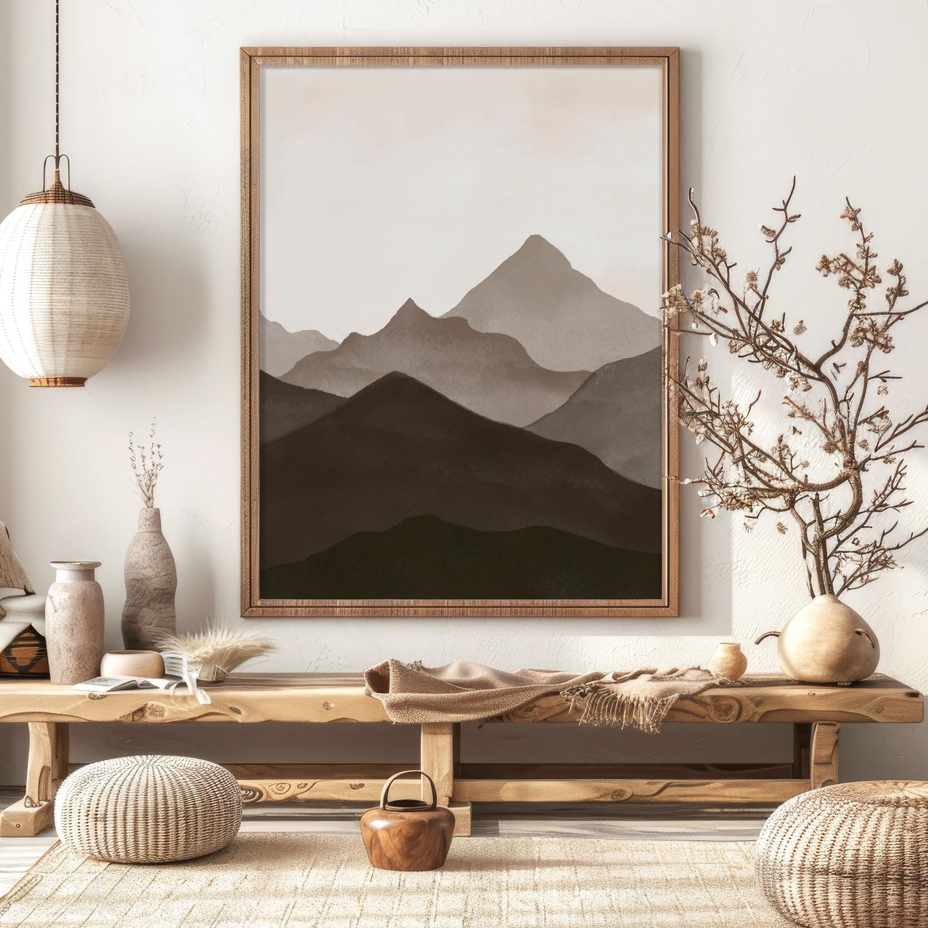 Rocky Mountain Art Print in Brown: Above Bed Mountain Art for