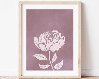 Peony Fine Art Print: Soft Pink Flower Wall Art, Botanical Wildflower Poster, Birth Month Flower Decor, Boho Nursery Art, Baby Girl Nursery