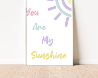 You Are My Sunshine Print, Sunshine Print, Nursery Decor, Printable Wall Art, Playroom Decor, Kids Printables, Nursery Art, Digital Download