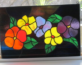 Pansy Stained Glass Panel