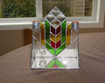 Stained glass candle holder