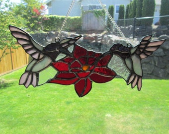 Stained Glass Hummingbird Duo