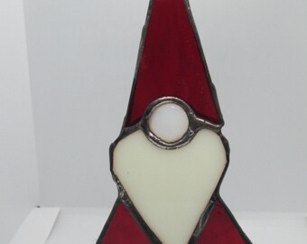 Stained glass gnome with jeweled nose