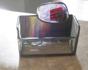 Stained Glass & Glass Nugget Business Card Holder