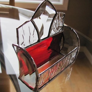 Beveled glass & textured glass business card holder