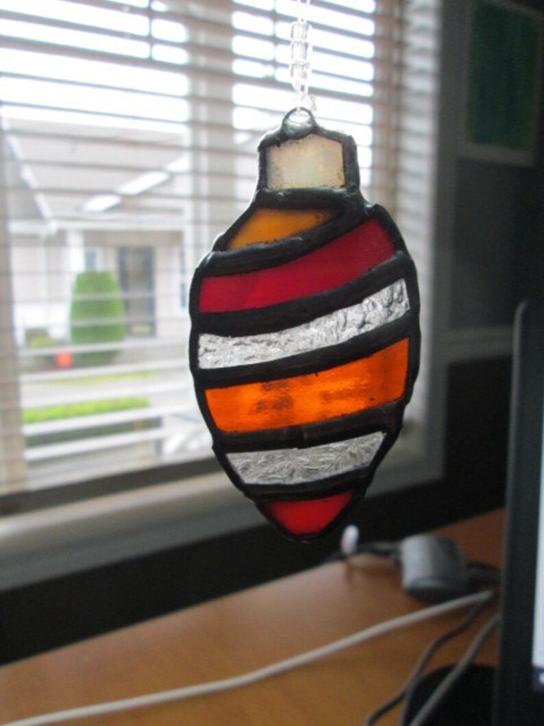 set of 2 stained glass ornaments image 2