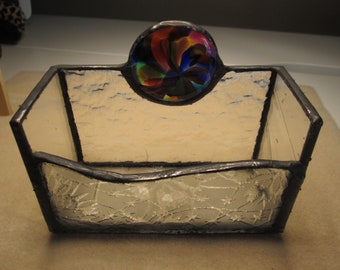 Stained Glass & Glass Jewel Business Card Holder