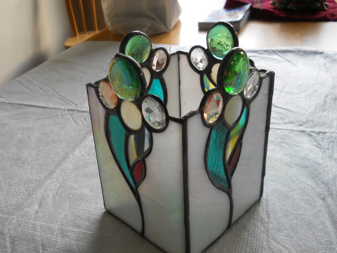 Stained Glass and Jewel Candle Holder Etsy
