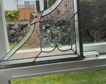 Beveled glass corner panel