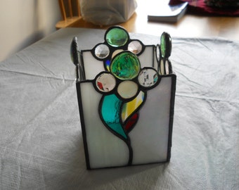 Stained Glass and jewel candle holder