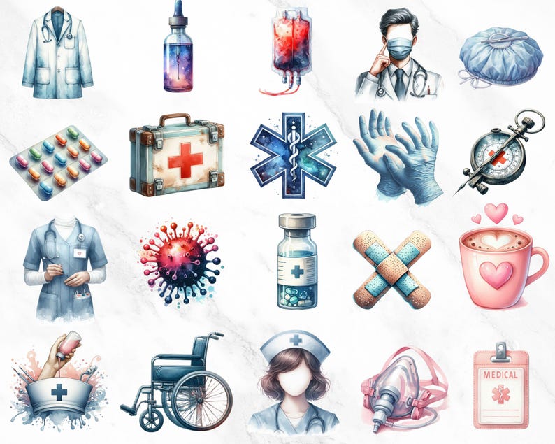 Healthcare elements PNG files for digital download and commercial use