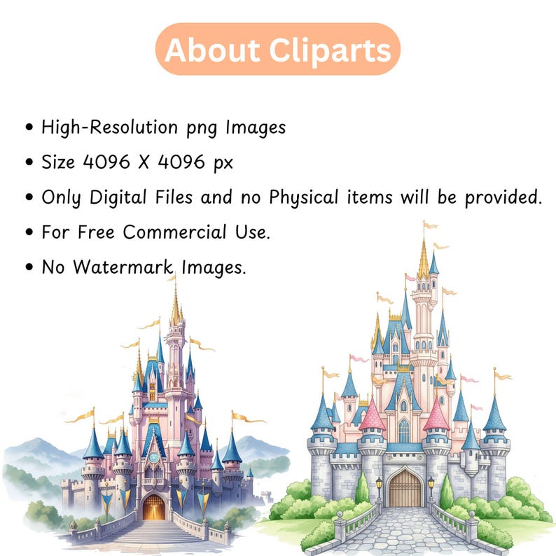 Watercolor Princess Castle Clipart, Pink Fairytale Castle PNG, Princess ...