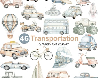 Transportation Clipart PNG, Dump Truck Clipart, Train Clipart, Race Car Clipart, Airplane Clipart, Rocket, Fire Truck, Kids Vehicle PNG