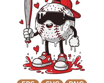 Baseball Drip Valentine PNG, Sports Valentine Shirt Design, Dripping Baseball Heart Art, Boys Baseball Gift, Game Day Sublimation, SVG, EPS