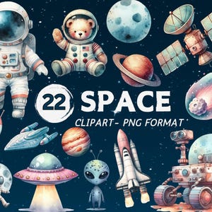 Astronaut und Planeten PNG, Rakete Illustrationen für Kinder Kunst Drucke, Kinderzimmer Dekor, Sofort Download