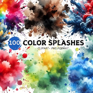 Salpicadura de acuarela, clipart PNG, salpicadura de pintura PNG, tinta de alcohol, arte abstracto, salpicaduras coloridas, uso comercial, descarga digital, salpicadura pastel