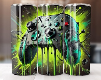 Game Controller Tumbler Wrap, Gammer 20 Oz Skinny Tumbler Sublimation Design (PNG File)