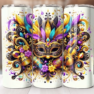 Seamless Mardi Gras Tumbler Wrap for 20 oz Skinny Mardi Gras Tumbler Sublimation Design Instant Digital Download for Mardi Gras Party Png